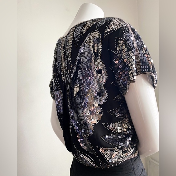 AIDAN MATTOX Sequin Beaded Butterfly Disco Formal Dress Cocktail Glam Wedding 2 - Picture 3 of 14